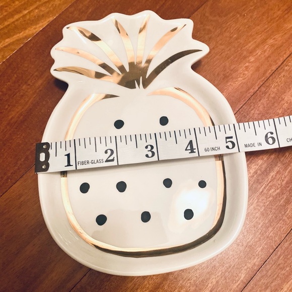 Pineapple Porcelain Trinket Tray | Shop Bop - White & Gold 5”x7” - Picture 4 of 7